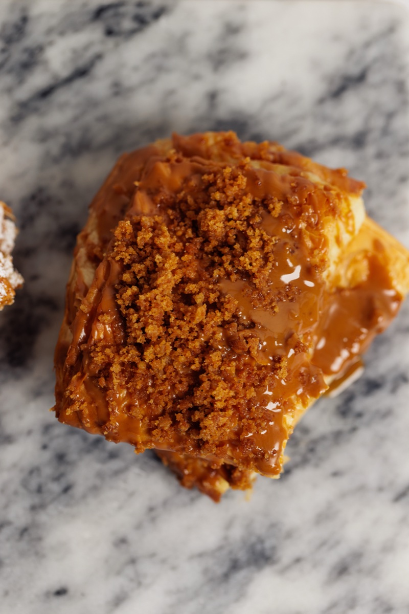 Biscoff caramel bougatsa close up