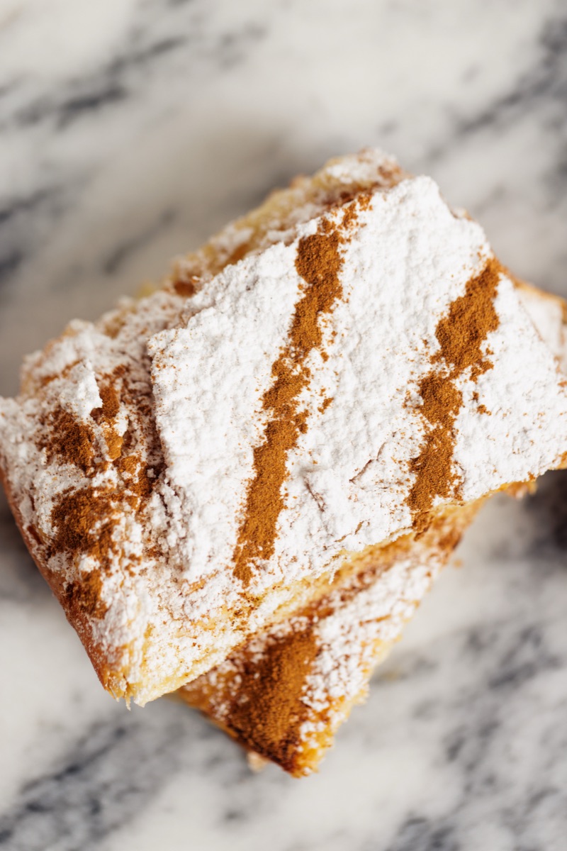 Traditional — bougatsa dusted with icing sugar and cinnamon